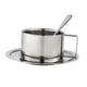 thumbnail image 2 of Juego de taza de café de acero inoxidable con plato y cuchara, taza de café reutilizable, taza de leche Juego de 200ML, 2 of 9