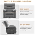 thumbnail image 5 of JONPONY Swivel Rocker Recliner Chair, Ergonomic Lounge Chair for Living Room Theater,Small Spaces with Rocking Function,360° Swivel,Side Pocket,Gray, 5 of 12
