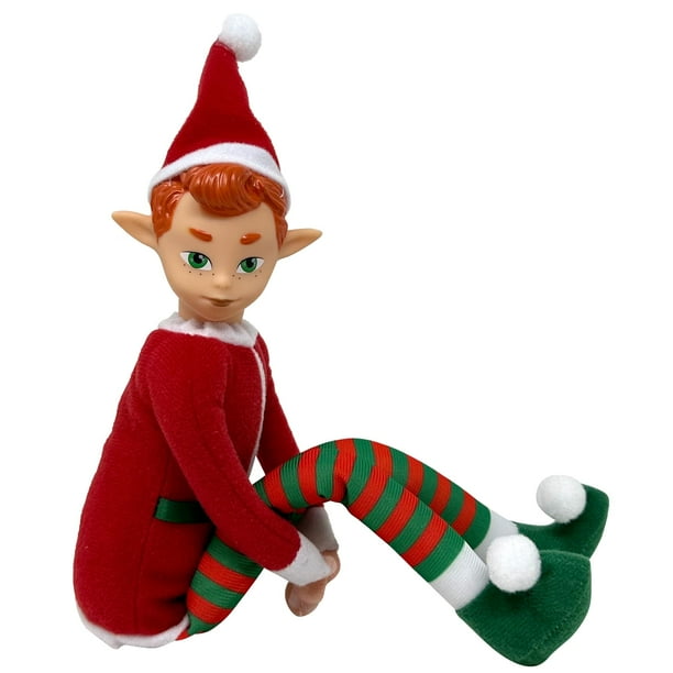 The Original Elf Muñeco Elfo de Navidad de Felpa de 12" - Niñera de estante articulada con patas colgantes - Perfecto para decoraciones navideñas Elfo de juguete para niños Mini elfo Elfos navideños y