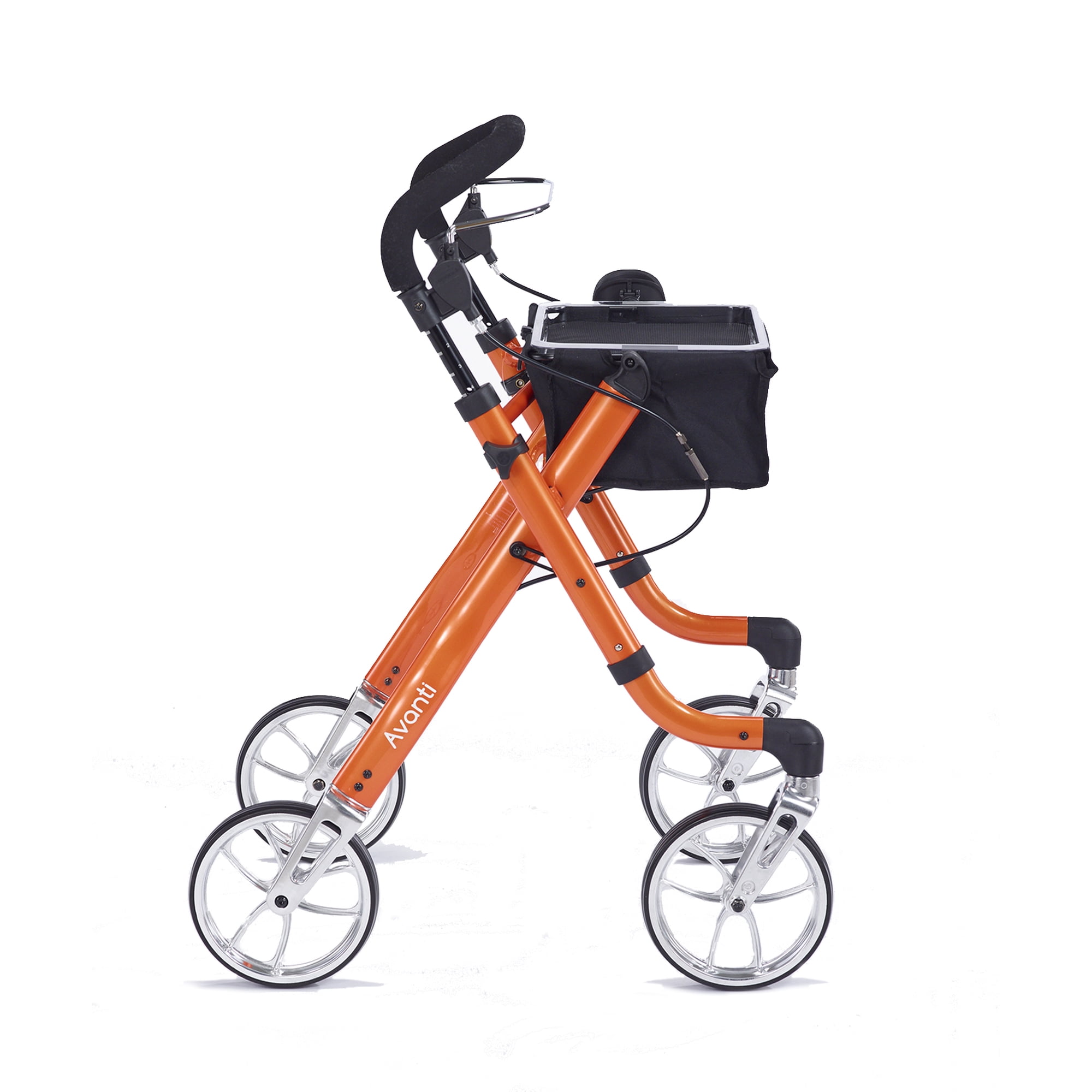 Comodita Avanti Rollator Walker with Unique One or Two-Hand Operation Ideal for Stroke Patients. (Metallic Orange)