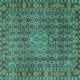 thumbnail image 1 of Ahgly Company Machine Washable Indoor Square Persian Turquoise Blue Traditional Area Rugs, 3' Square, 1 of 4