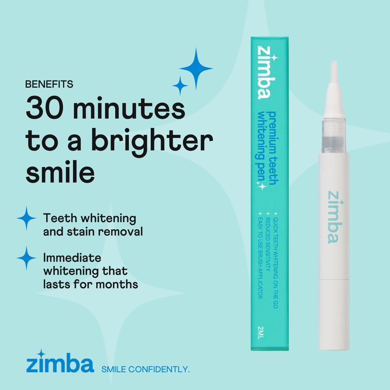 Zimba Teeth Whitening Kit with Vegan Strips, Whitening Pen, and LED Light