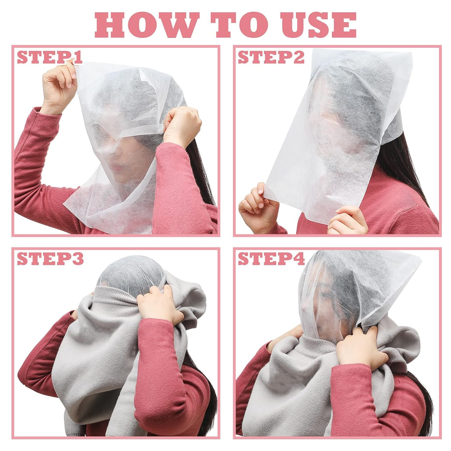 50 Pieces Makeup Protector Hood,Happon Disposable Non Woven Makeup Face Cover,Breathable Makeup Protective Hoods for Women Girl Dressing Wedding Travel Supply