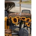 thumbnail image 6 of Square Outdoor Tablecloth with Umbrella Hole Sunflower Outside Table Cloth Waterproof Patio Table Cover Brown Vintage Style Wood Grain Farmhouse Zipper Tablecloths for Picnic Party Camping 60x60 Inch, 6 of 8