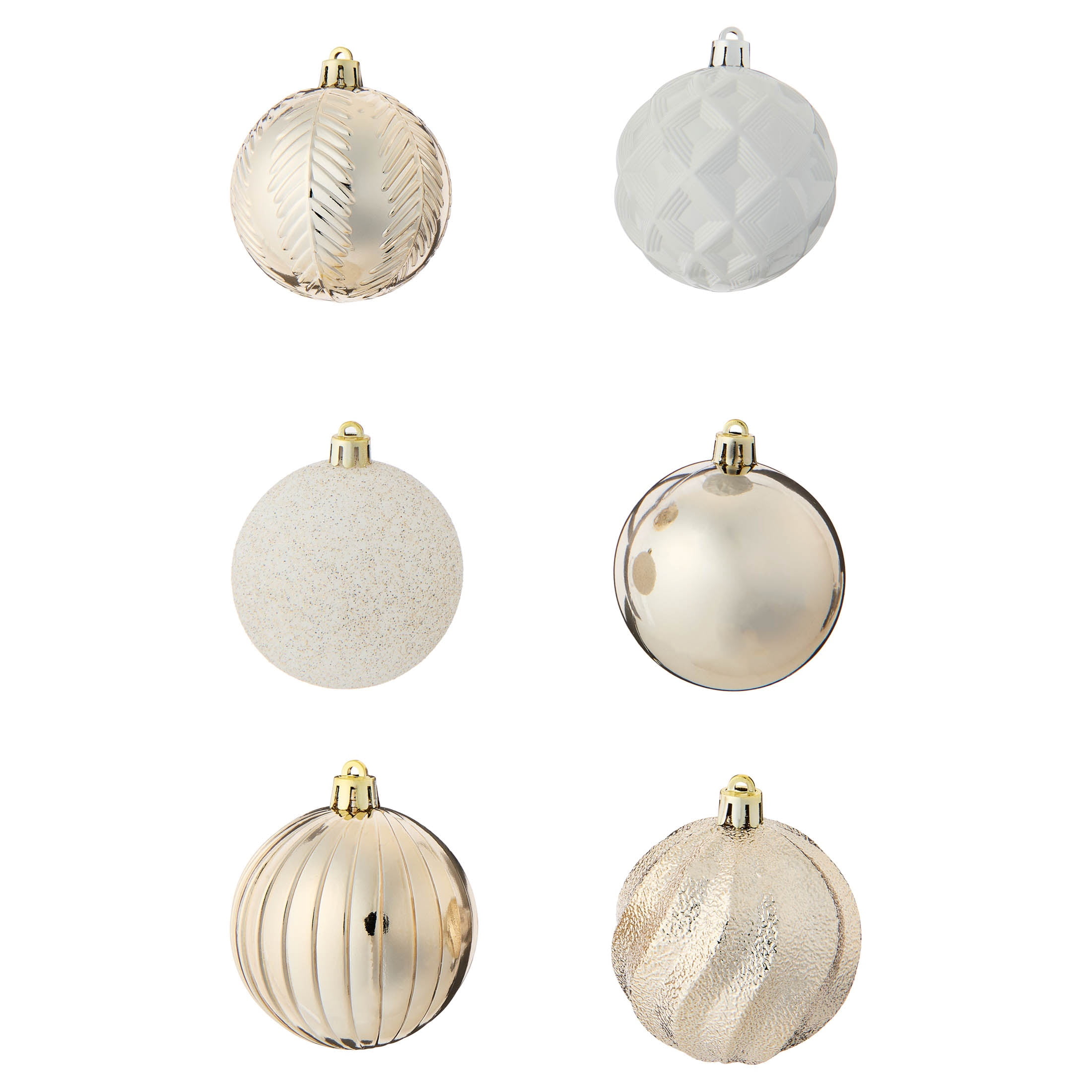 50-Count Champagne and White Ball Shatterproof Christmas Ornaments, 3", by Holiday Time