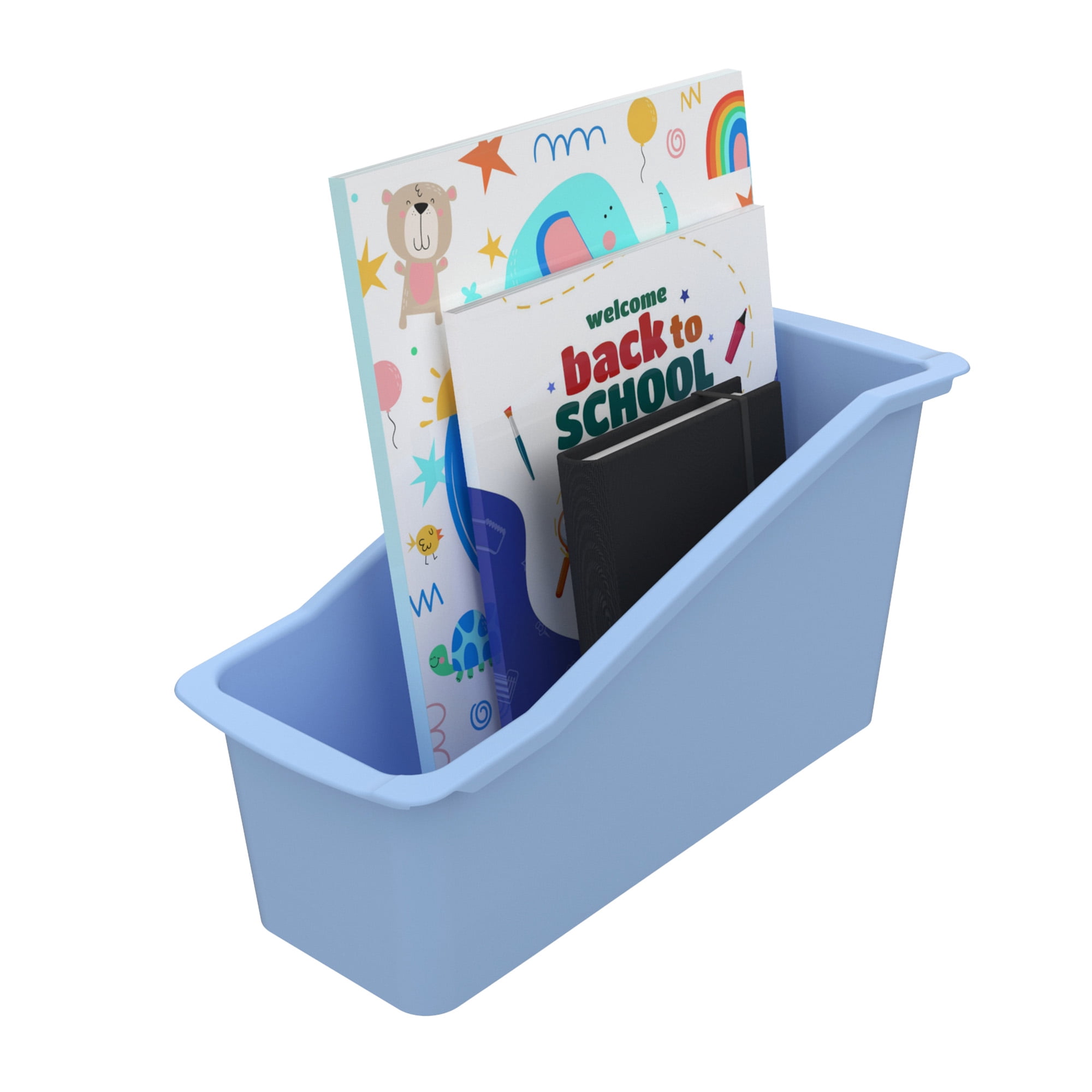 Pen+Gear Book Bin, 14.3 x 5.44 x 7.1 in, Victory Blue