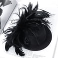 thumbnail image 2 of Señoras Mini Sombrero Del Traje Del Pelo Del Clip W / Feather - Negro, 2 of 9