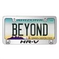 thumbnail image 2 of Honda HR-V Dual Logo 3D Embossed Letters on Mirror Chrome Metal License Plate Frame, 2 of 8