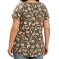 thumbnail image 2 of Cuteduck Women Plus Size Tops Short Sleeve Shirts Casual Floral Print Chiffon Blouses Loose Flowy Crewneck Pleated Top（1X-5X）, 2 of 9