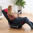 thumbnail image 3 of JWRWEFA 360° Swivel Floor Gaming Chair, Adjustable Folding Lazy Sofa Chair with Armrests, Metal Frame Floor Chair for Gaming, Reading, Living Room & Dorm, 3 of 12