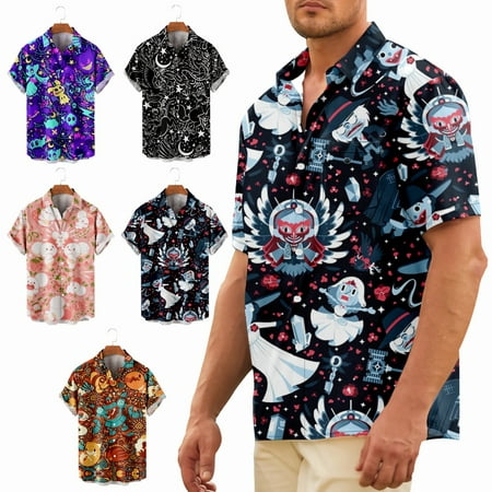 

Adult Short Sleeve Hawaiian Shirt Stylish Relaxed-Fit Clothing Apparel For Men