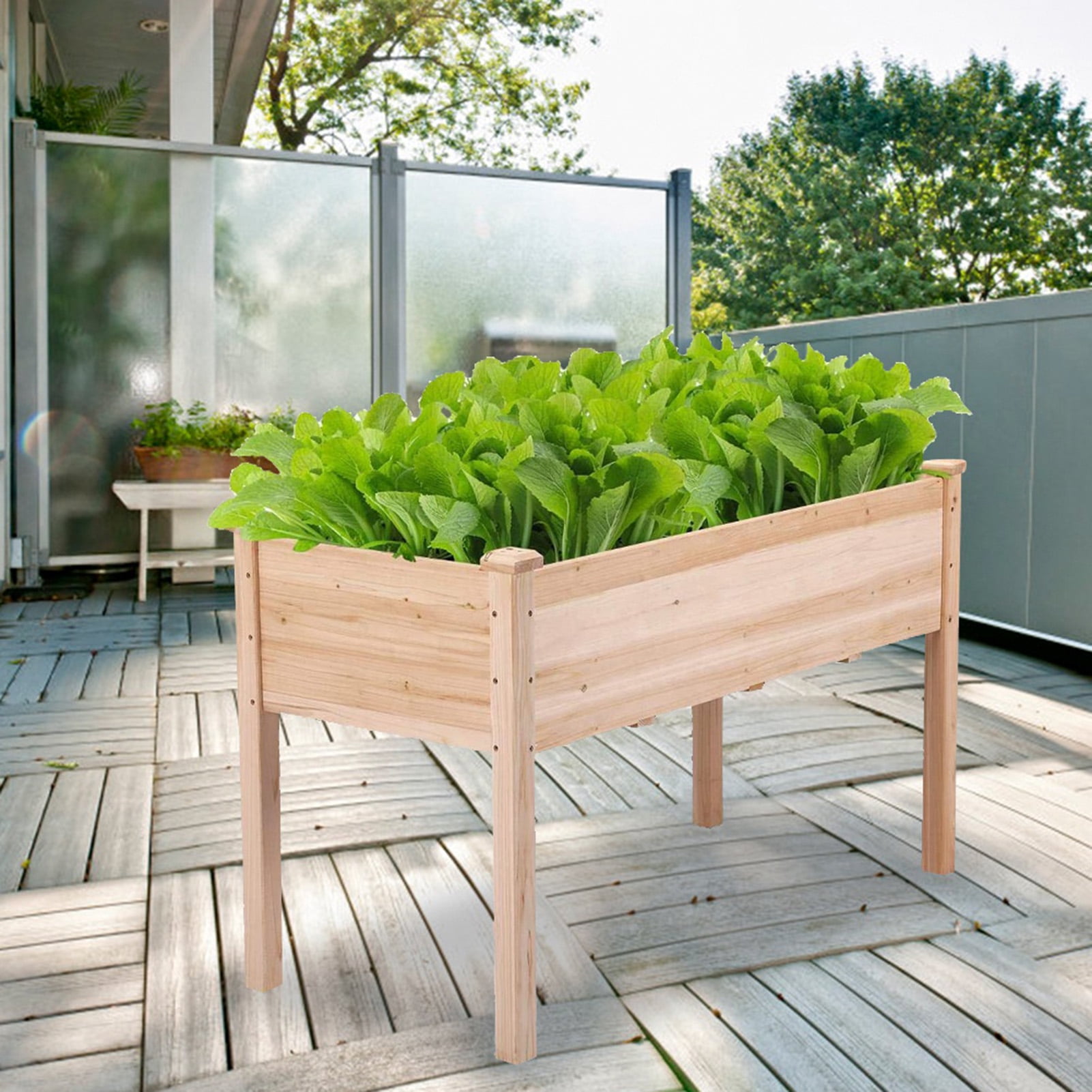 Fdit Raised Garden Bed Elevated Wood Garden Planter Box for Vegetables