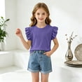 thumbnail image 5 of JUMEYU Girls Blouses Short Sleeve Girls Short Sleeve T-Shirts Crop Top Short Sleeve Round Neck Loose Basic Tees for Summer Size 9-10 (Purple,9-10 Years), 5 of 5