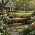 thumbnail image 4 of Springg Acacia Wood Outdoor Bench, 48" Long Patio Dining Bench w/Metal Legs, Slatted Seat, Backless Picnic Bench, Farmhouse Furniture for Garden Poolside Porch Balcony Deck Indoor (1,Natural), 4 of 9