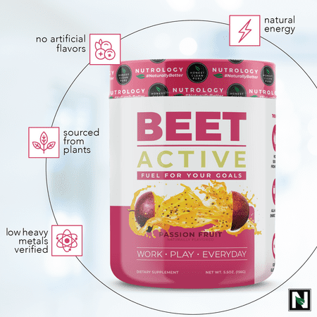 Nutrology - Beet Active Vegan Pre Workout Tub - Passion Fruit - 30 Servings