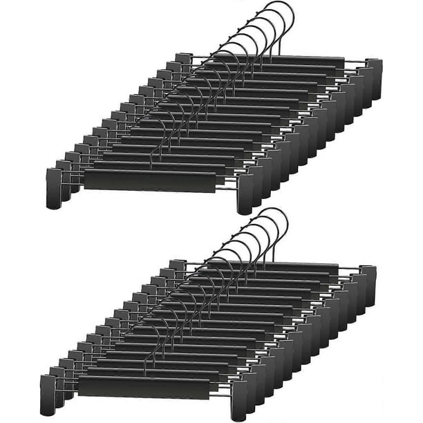 Space-Saving Skirt Holders with 360 Swivel Hooks, Adjustable Clips, Trouser Hangers, Clothes Coat Garment Jeans Hangers (30 Pack, Black)