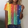 thumbnail image 2 of Womens Cute T-shirts with Love Heart Prints Loose Fit Valentines Holiday Casual Tees Plus Size Crew Neck Tops (XL, Multicolor), 2 of 5