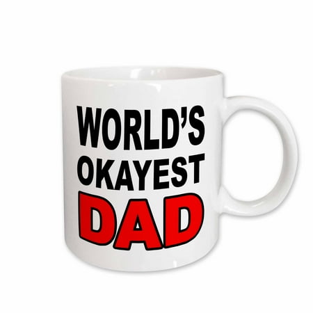 

3dRose Worlds okayest dad Red Ceramic Mug 15-ounce