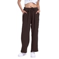 thumbnail image 1 of YDLCAFD Women's Solid Color Casual Pants With Drawstring Waist And Pleated Linen Blend Trousers, 1 of 6