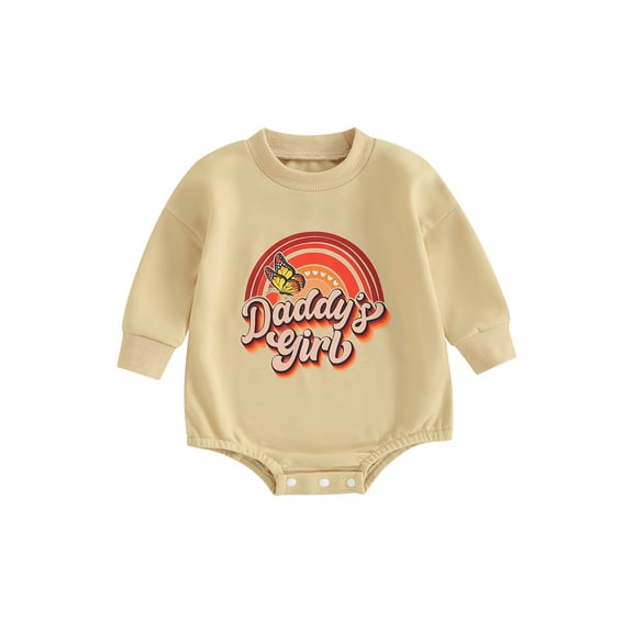 Bagilaanoe Baby Girl Oversized Romper Sweatshirt Newborn Long Sleeve Bodysuits Letter Print Pullover 6M 12M 18M 24M Infant Casual Tee Tops