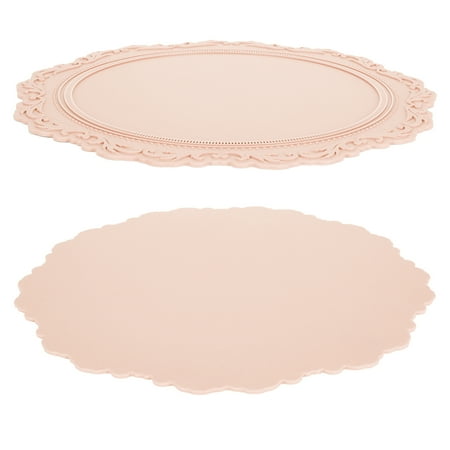 

Placemat Non-Slip 13.4X13.4In Kids Placemats Portable Placemat For Hotel For Restaurant For Home For Kitchen Pink