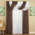 thumbnail image 4 of Collections Etc Scoop Two-Piece Rod Pocket Solid-Colored Sheer Valances for Windows, Decorative Accent and Added Privacy for Any Room in Home, Chocolate, 4 of 6