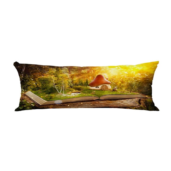 ECZJNT Cartoon Mushroom House Pages Book Fantastic Forest Pillow Cover Body Pillowcase Pillow Protector 20x60 Inch