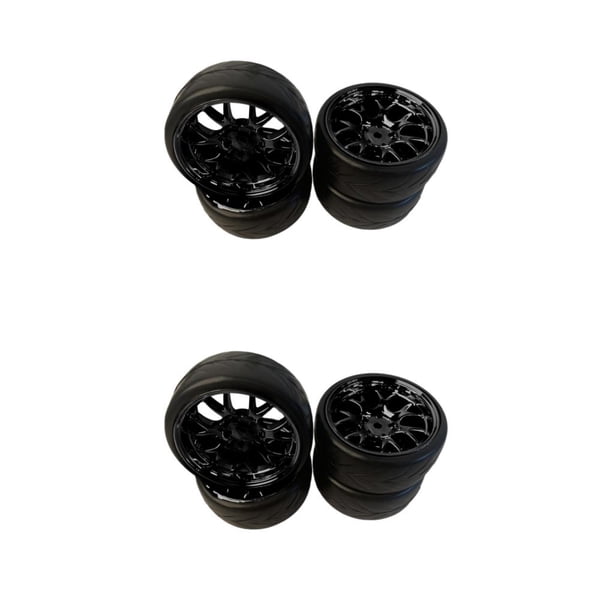 Juego de ruedas y Neumáticos Vogacara para camiones TT01 TT02 HSP sobre orugas Negro 2Conjunto
