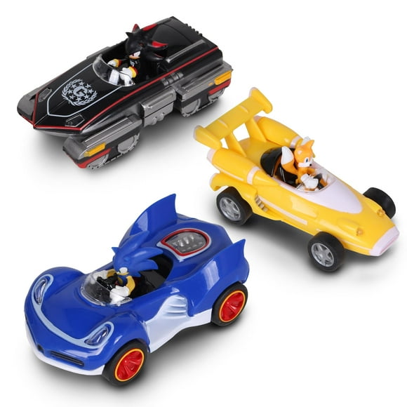 Vehículos de juguete NKOK Sonic Shadow Tails Pullback, paquete de 3