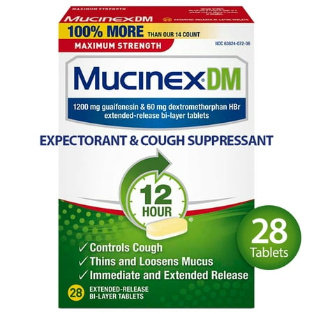 Mucinex DM 12 Hr Max Strength Expectorant & Cough Suppressant Tablets,