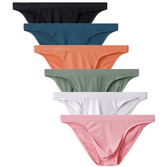 Whaninti Men's Low Rise Bikini Underwear Seamless 3D-Pouch Bulge Briefs 6-Pack M