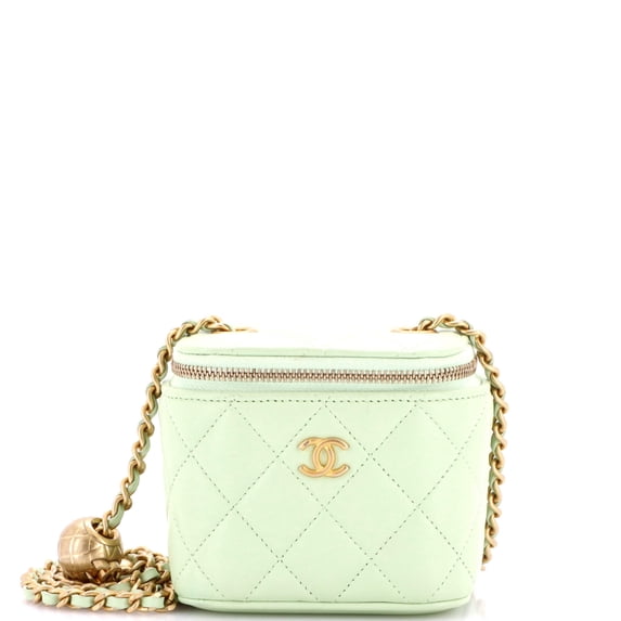 Pre-Owned Pearl Crush Vanity Case with Chain Quilted Lambskin Mini By Rebag