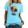 thumbnail image 5 of Tops For Women T-Shirts Color Block Graphic Short Sleeve Beach Summer Fashion Clothing, 5 of 7