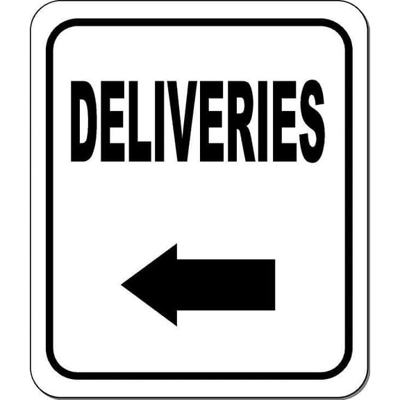 DELIVERIES DIRECTIONAL LEFT ARROW BLACK Aluminum Composite Sign, 20"x24"