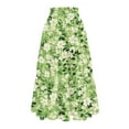 thumbnail image 3 of Yucgh Women's Floral Print Midi Skirt with Drawstring Elastic Waist, Casual Bohemian Skirt, A-line Summer Skirt with Pockets,Light Green,L, 3 of 7