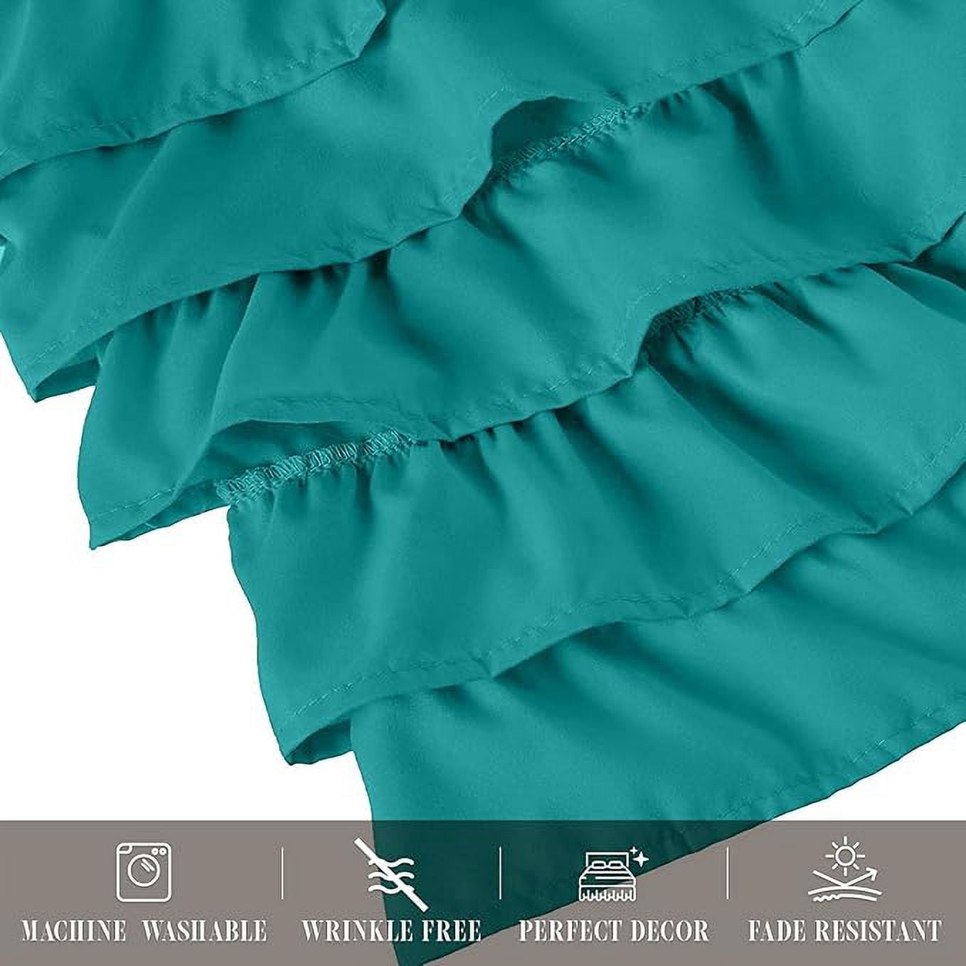 Elegant Comfort Leila Collection Multi-Ruffle Bed Skirt - 1500 Thread Count, Easy Fit Dust Ruffle, 15-Inch Drop, Wrinkle and Stain Resistant, Full, Seafoam Teal