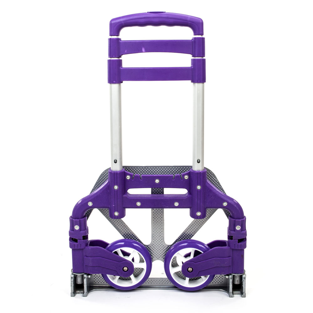 Folding Hand Truck Dolly, 165 Lbs Capacity Dolly Cart, Aluminum Portable Foldable Hand Cart with Retractable Handle for Shoping, Office, Travel, Moving, Purple