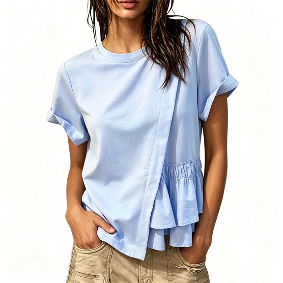 yillto Women Short Sleeve Tops Fashion Loose Blouses Fall Trendy Dressy Casual Shirts for Womens S-5XL