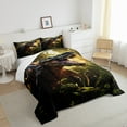 thumbnail image 4 of Erosebridal 3D Dinosaur Comforter Set Queen,Animal Jungle Bedding Set Dinosaur Room Decor,Plant Leaf Tropical Bedding Comforter Sets Dino Quilt Bed Set 3Pcs, 4 of 5