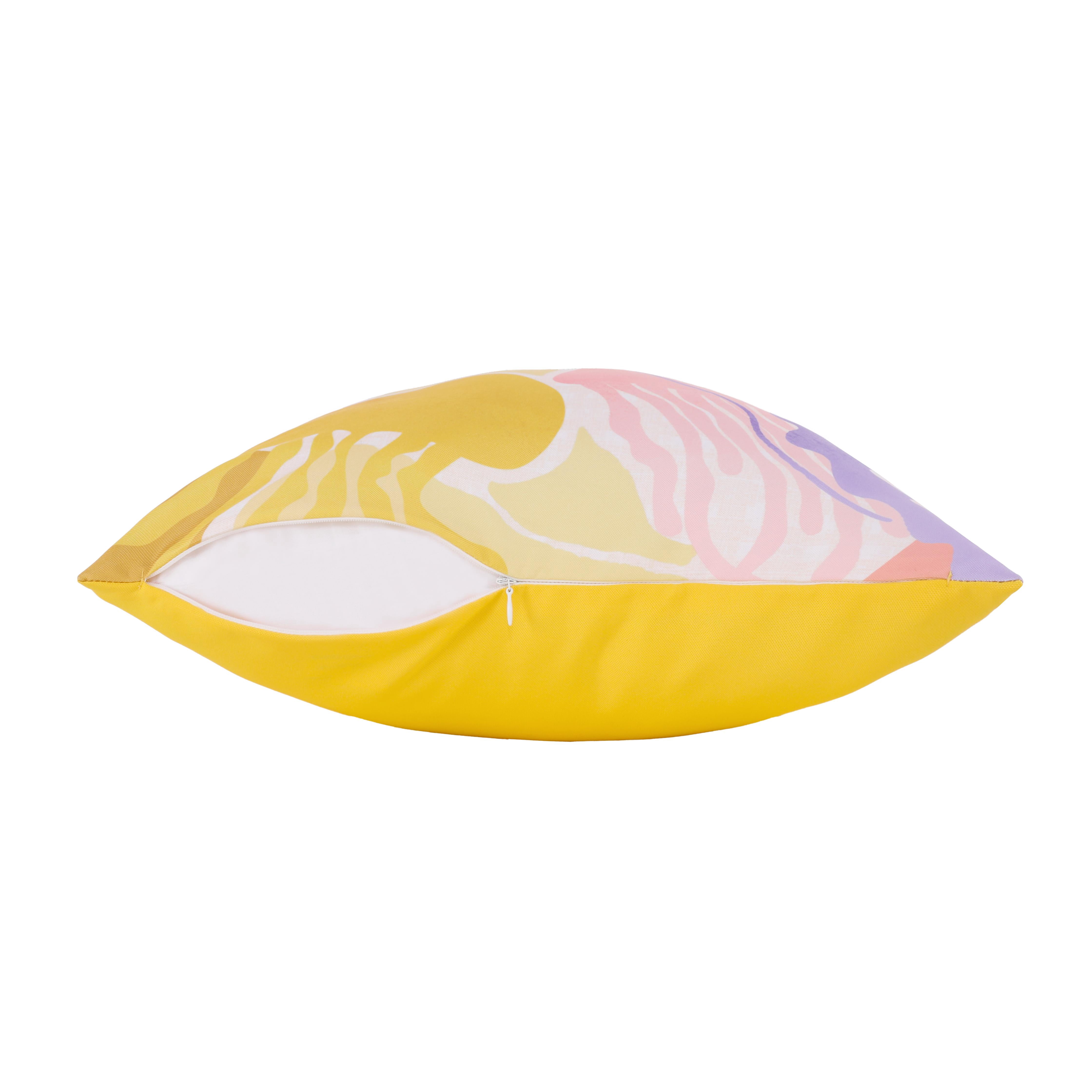 Outdoor Jellyfish Waterproof Pillows, Modern Square Pillows for Patio Couch Bench Decoration, Yellow, 18"x 18", Set of 2