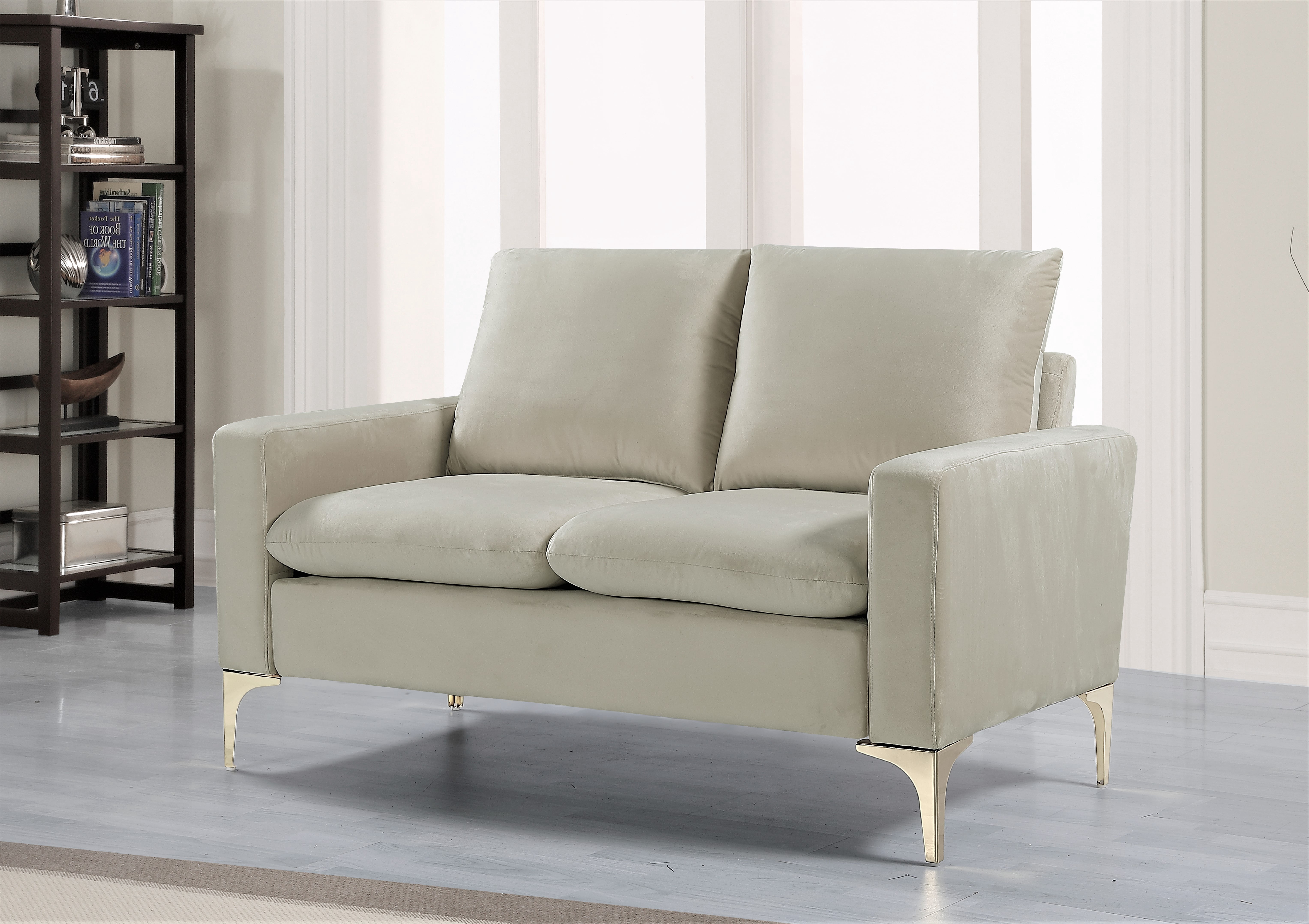 Uspridefurniture Buchholz 54.7'' Velvet Square Arm Loveseat -Beige