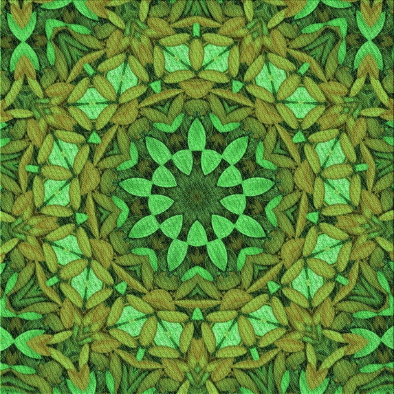 Ahgly Company Indoor Square Patterned Pea Green Area Rugs, 4' Square