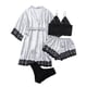thumbnail image 2 of Batas de mujer de talla grande, lencería de seda, bata de baño de satén, conjunto de cuatro piezas, pijamas para dormir, pijamas para mujer, 2 of 7