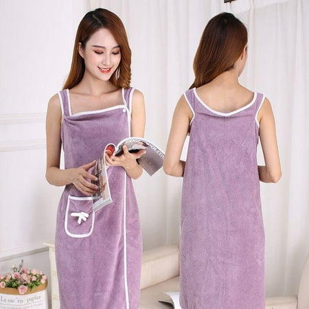 

SPGIE Wearable Bath Towels Superfine Fiber Towels Soft Absorbent Chic Towel For Autumn Winter Hotel Home Bathroom Gifts Women Bathrobe(bean paste with pocket)12