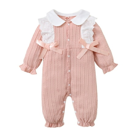 

Qufokar Baby Onesie Nirvana 18 Month Girl Romper Toddler Kids Girls Sweet Hollow Out Long Sleeves Jumpsuit Romper Outfits Set