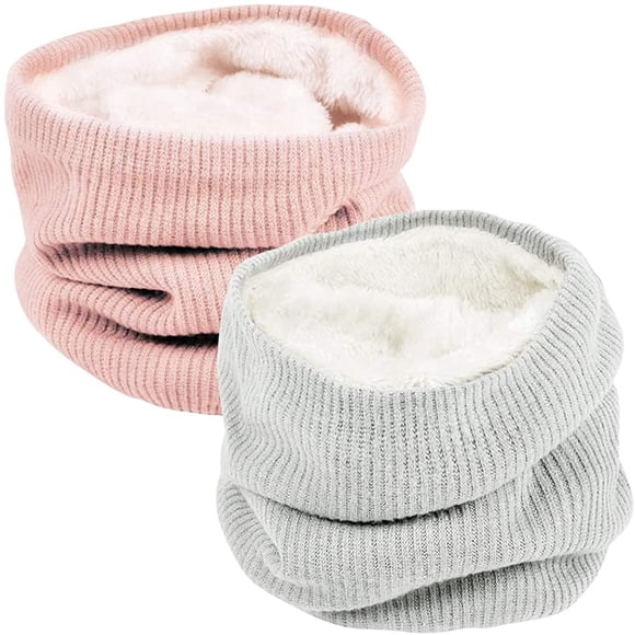 2 pack unisex scarf winter loop knitted scarf tube scarf for walking skiing outdoor daily wear women men multi-way