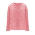 thumbnail image 3 of APEXFWDT Plus Size Sherpa Lined Top S-5X Women's Warm Fleece Pullover Fall Winter Soft V-Neck Casual Sweatshirt, 3 of 6