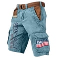 thumbnail image 2 of Men's Vintage American Flag Print Casual Cargo Shorts USA 250th Anniversary Work Pants 1776-2026 Patriotic Short Pant, 2 of 4