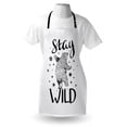 thumbnail image 3 of Bear Apron Dancing Bear in Hand Drawn Style with Cute Little Stars Stay Wild Inspirational Quote, Unisex Kitchen Bib Apron with Adjustable Neck for Cooking Baking Gardening, Black White, by Ambesonne, 3 of 3