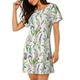 thumbnail image 2 of Fotbe Wisteria Flower Bata de Dormir para Mujer con Estampado, Camisón de Algodón de Manga Corta, Ropa de Dormir Casual, 2 of 6